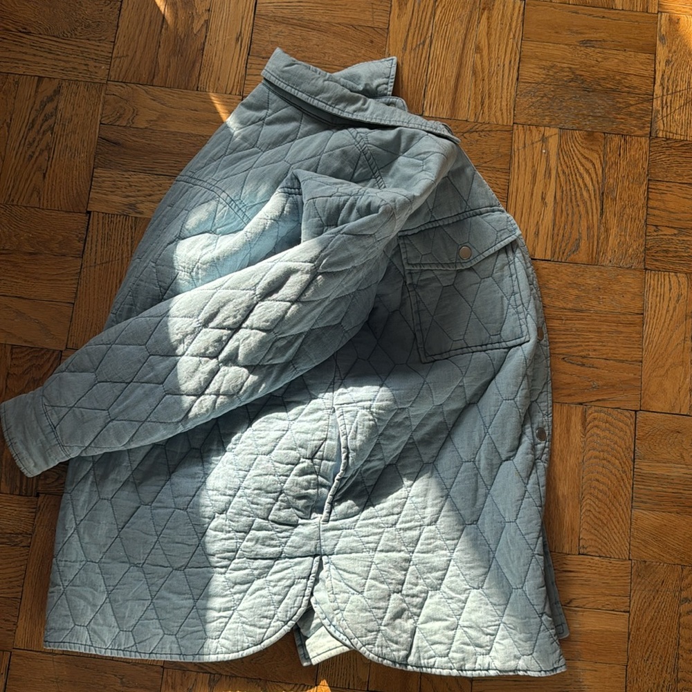 Zara denim Quilted Shirt Jacket - Picture 7 of 8